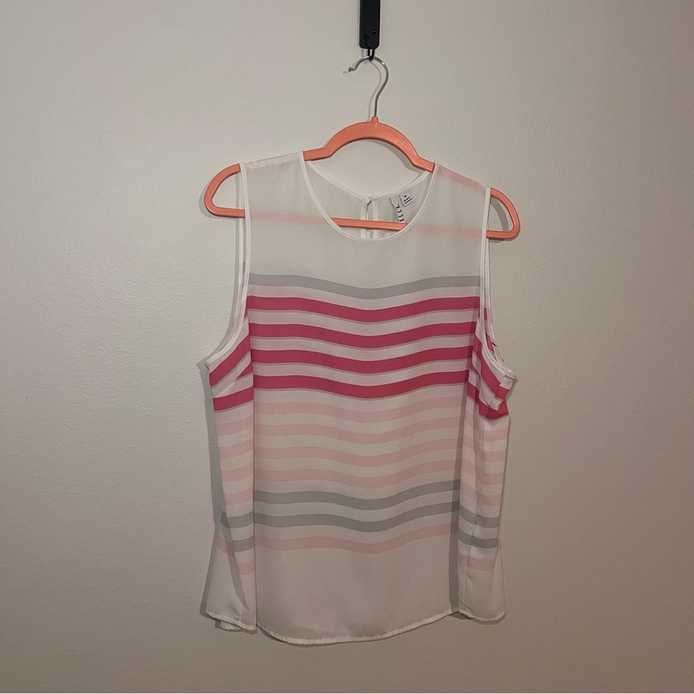Elle‎ • Pink & Gray Striped Ombré Top